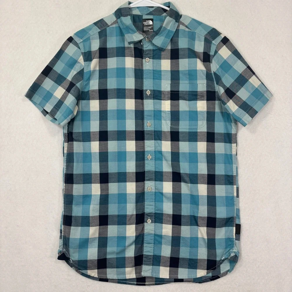 The North Face Mens Button Down Shirt M Plaid Short Sleeve Outdoor‎